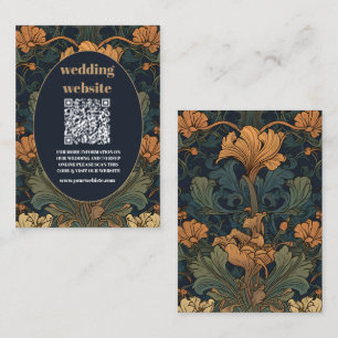 QR-Code Elegante Art Nouveau-Hochzeit mit floralem Begleitkarte