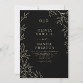 QR Code Elegante Black Gold Monogram Wedding Einladung (Vorderseite)