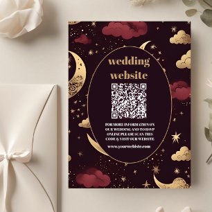 QR-Code Elegante Burgunder-Goldene Himmlische Hoch Begleitkarte