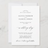 QR CODE elegante, einfache Schwarz-Weiß-Hochzeit Einladung (Vorderseite)