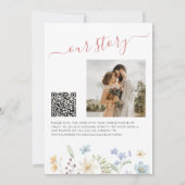 QR-Code elegante florale Wildblumen Foto Hochzeit Save The Date (Rückseite)
