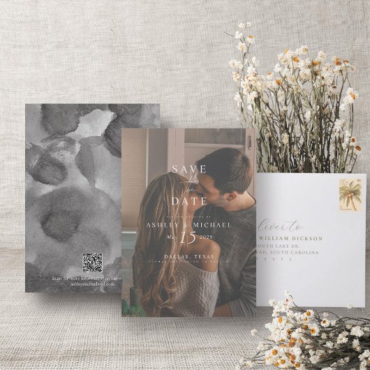 QR Code Elegante Foto Wedding Website Save The Date