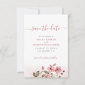 QR-Code elegante Frühlingsheirat-Wildblumen rosa H Save The Date (Vorderseite)
