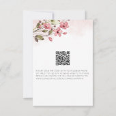 QR-Code elegante Frühlingsheirat-Wildblumen rosa H Save The Date (Rückseite)