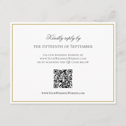 QR Code Elegante Gold Border Monogram UAWG Begleitkarte (Vorderseite)