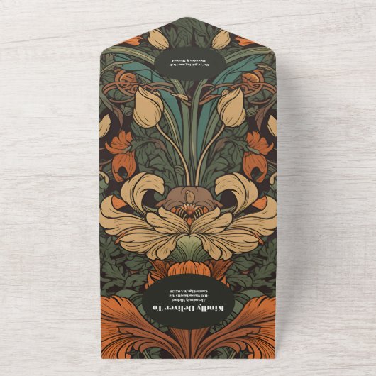 QR Code Elegante Hochzeit im Jugendstil All In One Einladung (Außenbereich)