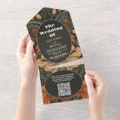 QR Code Elegante Hochzeit im Jugendstil All In One Einladung (Abreißen)
