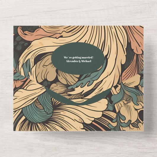 QR Code Elegante Hochzeit im Jugendstil All In One Einladung (Rückseite)