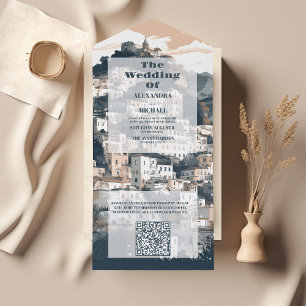 QR-Code Elegante Italien Capri Hochzeit in Urlaubs All In One Einladung