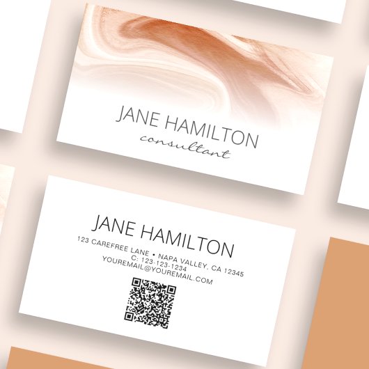 QR-Code Elegante Marmor-Profil Visitenkarte