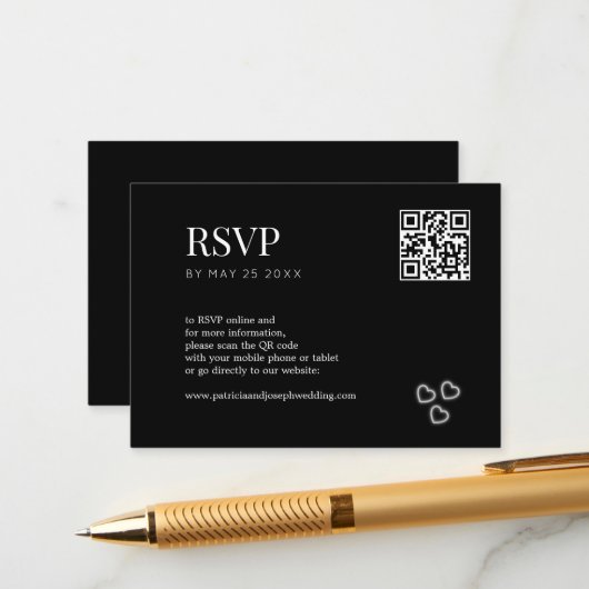 QR Code Elegante Minimalistische Hochzeit in Schwa Begleitkarte (Vorderseite/Rückseite Beispiel)