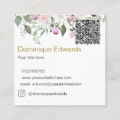 QR Code Elegante Moderne Lila Blumenkosmetik Quadratische Visitenkarte (Rückseite)