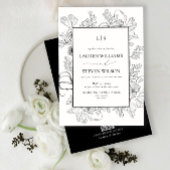 QR Code Elegante Monogram Black Floral Wedding Einladung