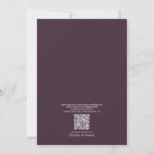QR-Code Elegante Pum Lila Minimal-Leaf-Hochzeit Einladung (Rückseite)