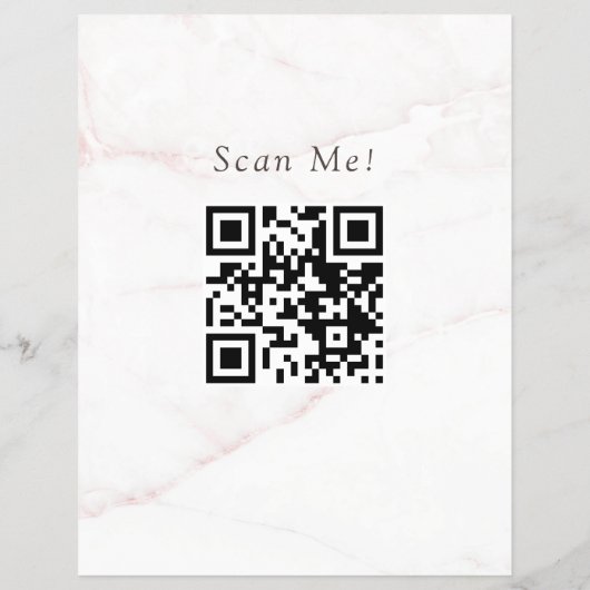 QR-Code Elegante Rose Gold Blush Marmorstein Flyer (Hinten)