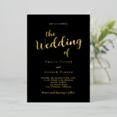 QR Code Elegante Script Calligraphy Simple Wedding Folieneinladung (Stehend vorne)