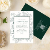 QR-Code Elegante smaragdgrüne Linie Art Einladung