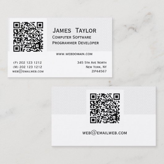 QR Code-eleganter Computerprogrammierer | Visitenkarte (Vorne/Hinten)