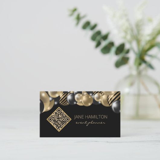 QR-Code Eleganter Glitzer-Ballons Visitenkarte (Stehend Vorderseite)