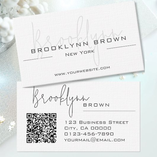 QR-Code Eleganter klassischer Minimalistischer Chi Visitenkarte