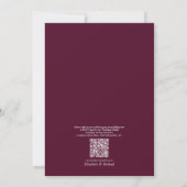 QR Code Eleganter Minimaler Leaf Burgundy Wedding Einladung (Rückseite)