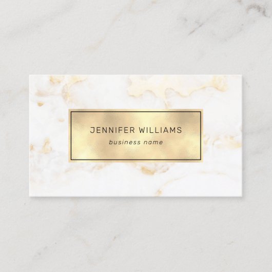 QR-Code Eleganter moderner Goldmarmor Visitenkarte (Vorderseite)