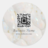 QR Code Eleganter Opal Stone Einzigartig Runder Aufkleber (Vorderseite)