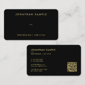 QR-Code Eleganter schwarzer Gold Text gerundeter E Visitenkarte (Vorne/Hinten)