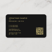 QR-Code Eleganter schwarzer Gold Text gerundeter E Visitenkarte (Rückseite)