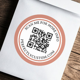 QR-Code eleganter Text Terracotta braune Grenze Runder Aufkleber