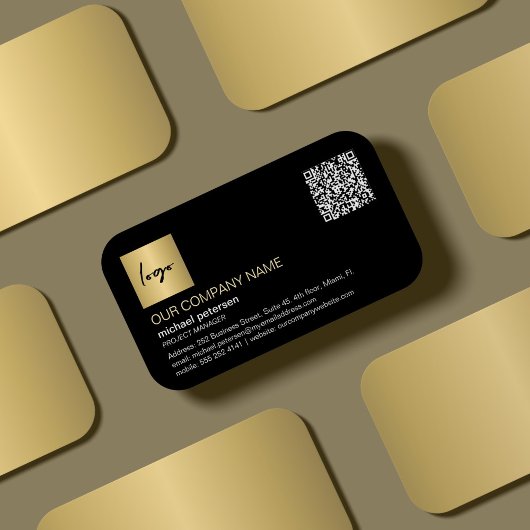 QR-Code: elegantes berufliches Goldlogo Visitenkarte