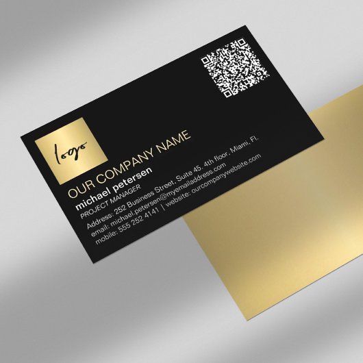 QR-Code: elegantes berufliches Goldlogo Visitenkarte