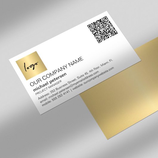 QR-Code: elegantes berufliches Goldlogo Visitenkarte