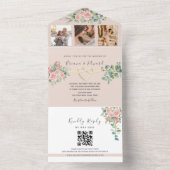 QR Code Elegantes Foto Hochzeit All In One Einladung (Innen Boden)