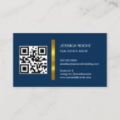 QR-Code Elegantes Luxus-Leder Real Anwesen Visitenkarte (Rückseite)