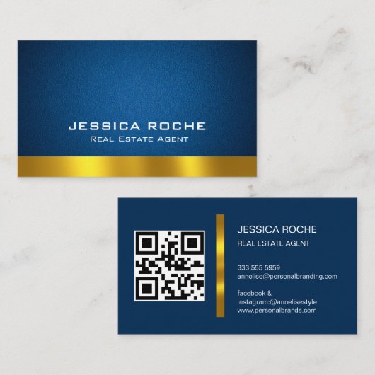 QR-Code Elegantes Luxus-Leder Real Anwesen Visitenkarte (Vorne/Hinten)