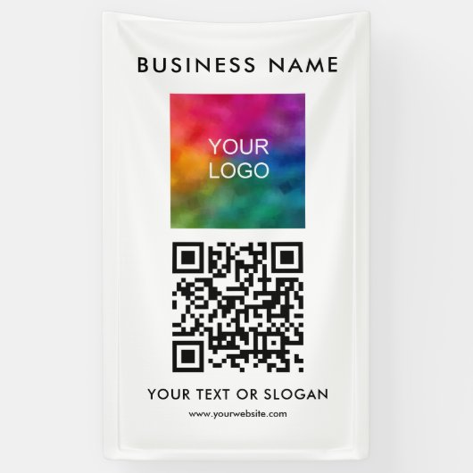 QR-Code Elegantes, modernes Firmenlogo hier Vertik Banner (Vertikal)