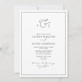 QR-Code Elegantes Monogramm Schwarz-weißer Kalligr Einladung (Vorderseite)