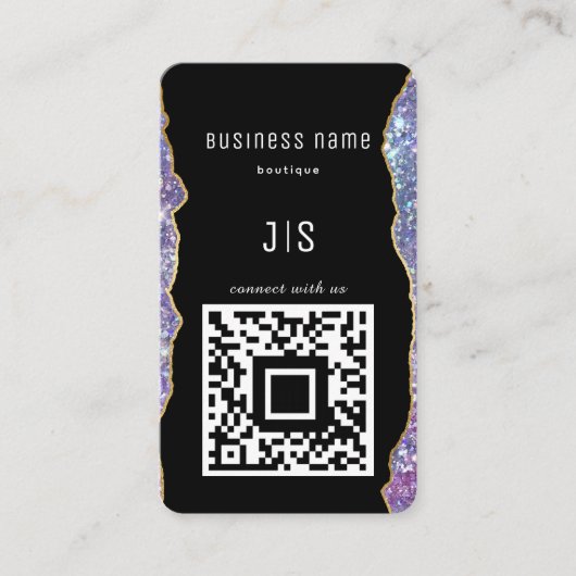 QR-Code Elegantes Monogramm Verbinden Sie mit uns Visitenkarte (Vorderseite)