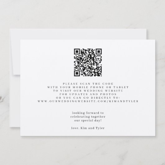 QR CODE elegantes Skript einfache Hochzeit Save The Date (Rückseite)