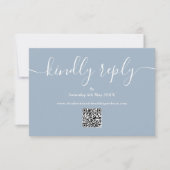 QR Code Elegantes Skript Kindly Antwort Dusty Blue (Vorderseite)