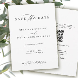QR CODE elegantes Skript Schwarzweiß Hochzeit Save The Date