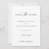 QR CODE elegantes Skript Schwarzweiß Hochzeit Save The Date (Vorderseite)