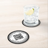 QR-Code Elegantes Textmenü Schwarz, doppelter Rand Runder Pappuntersetzer (Vor Ort)