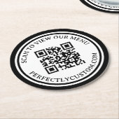 QR-Code Elegantes Textmenü Schwarz, doppelter Rand Runder Pappuntersetzer (Angewinkelt)