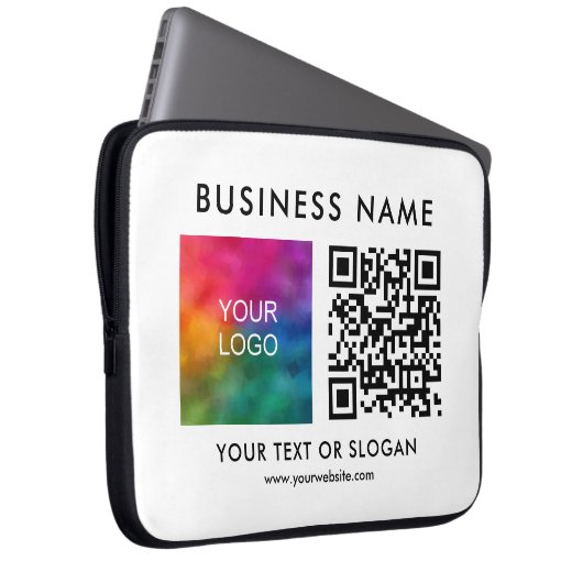 QR-Code Elegantes Upload-Business-Logo hier Trendy Laptopschutzhülle (Vorne Rechts)