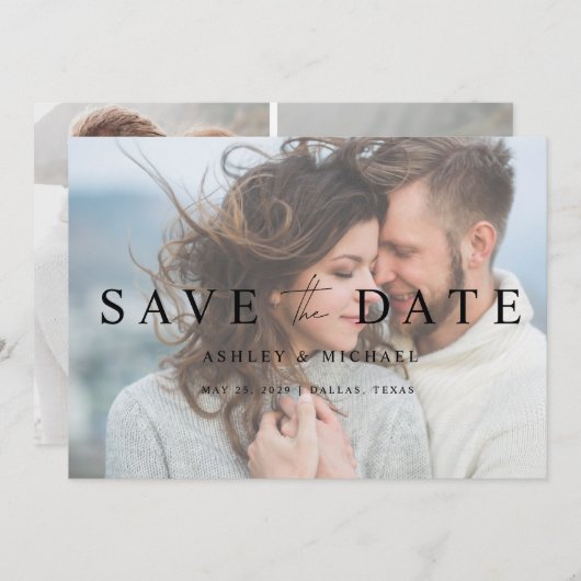 QR-Code Elegantes Vellum Overlay 3 Foto Verlobung Save The Date (Vorne/Hinten)