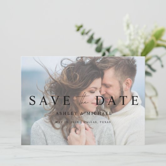 QR-Code Elegantes Vellum Overlay 5 Foto Verlobung Save The Date (Stehend Vorderseite)