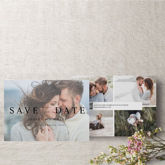 QR-Code Elegantes Vellum Overlay 5 Foto Verlobung Save The Date
