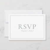 QR-Code Elegantsage Green Monogram Wedding RSVP Karte (Vorderseite)